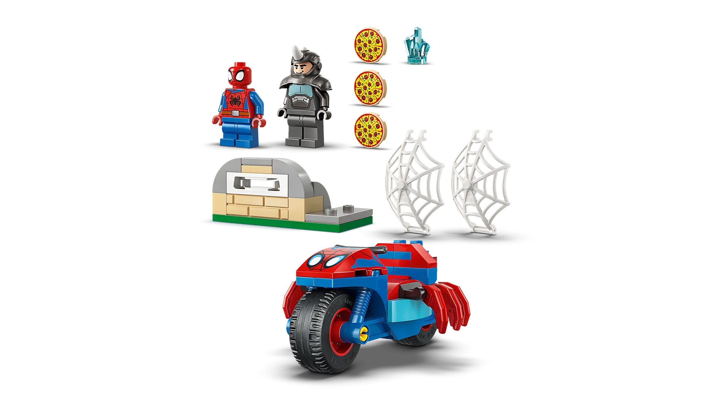 Lego Spidey on his Motorcycle vs Rhino