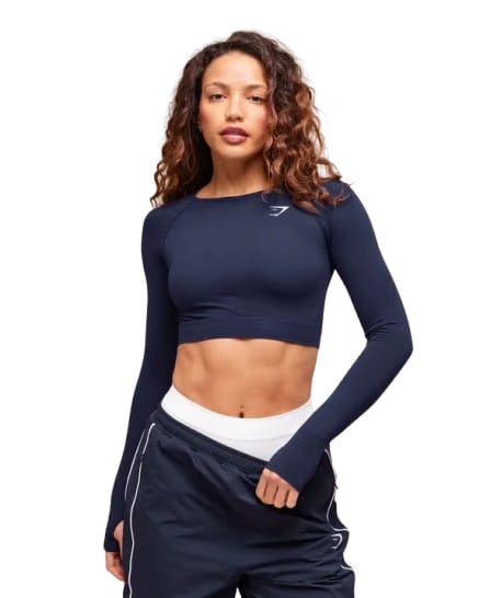 Women's Gymshark Vital Crop Top Heavy Blue Marl