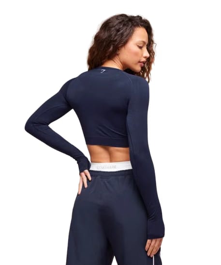 Women's Gymshark Vital Crop Top Heavy Blue Marl