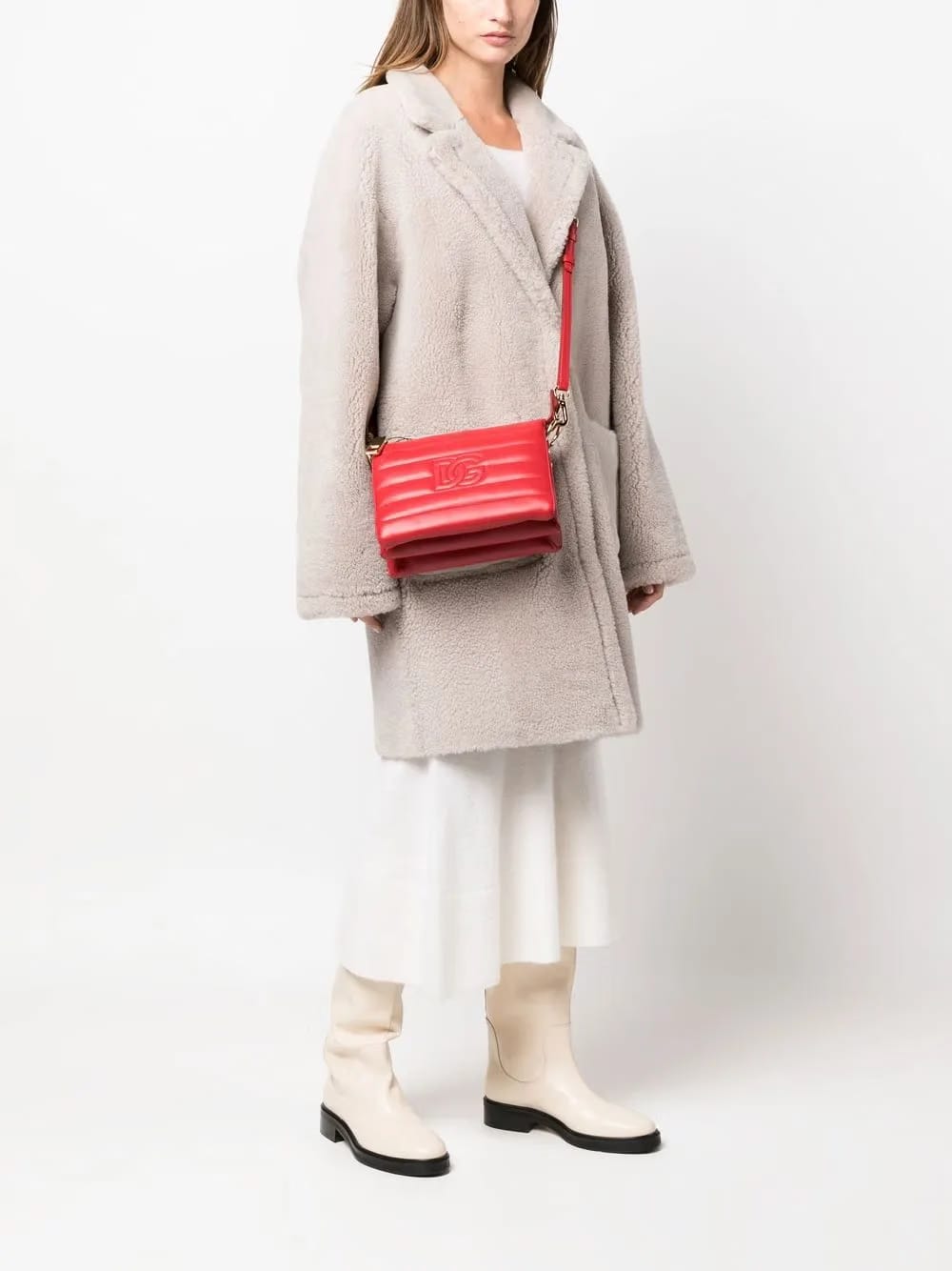 stitched-logo detail clutch bag