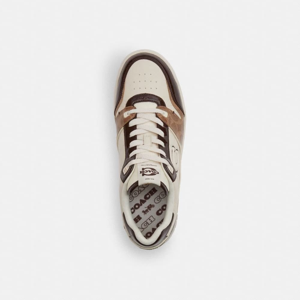 Men's Coach Soho Sneaker With Patent Signature Brown Maple