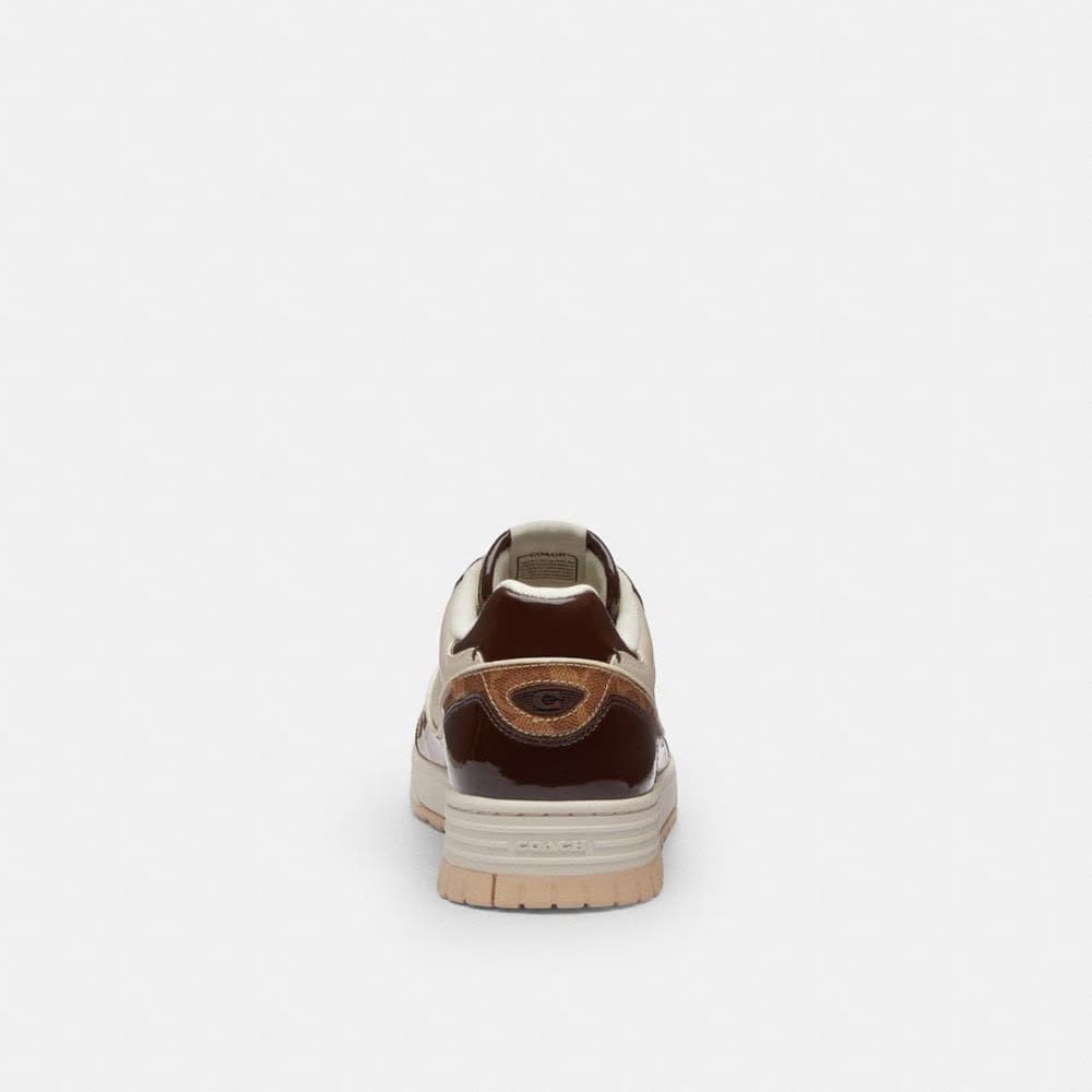 Men's Coach Soho Sneaker With Patent Signature Brown Maple