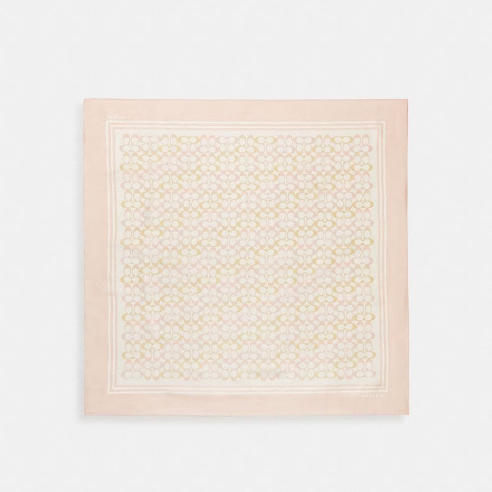 Coach Signature Silk Square Scarf Chalk Pink