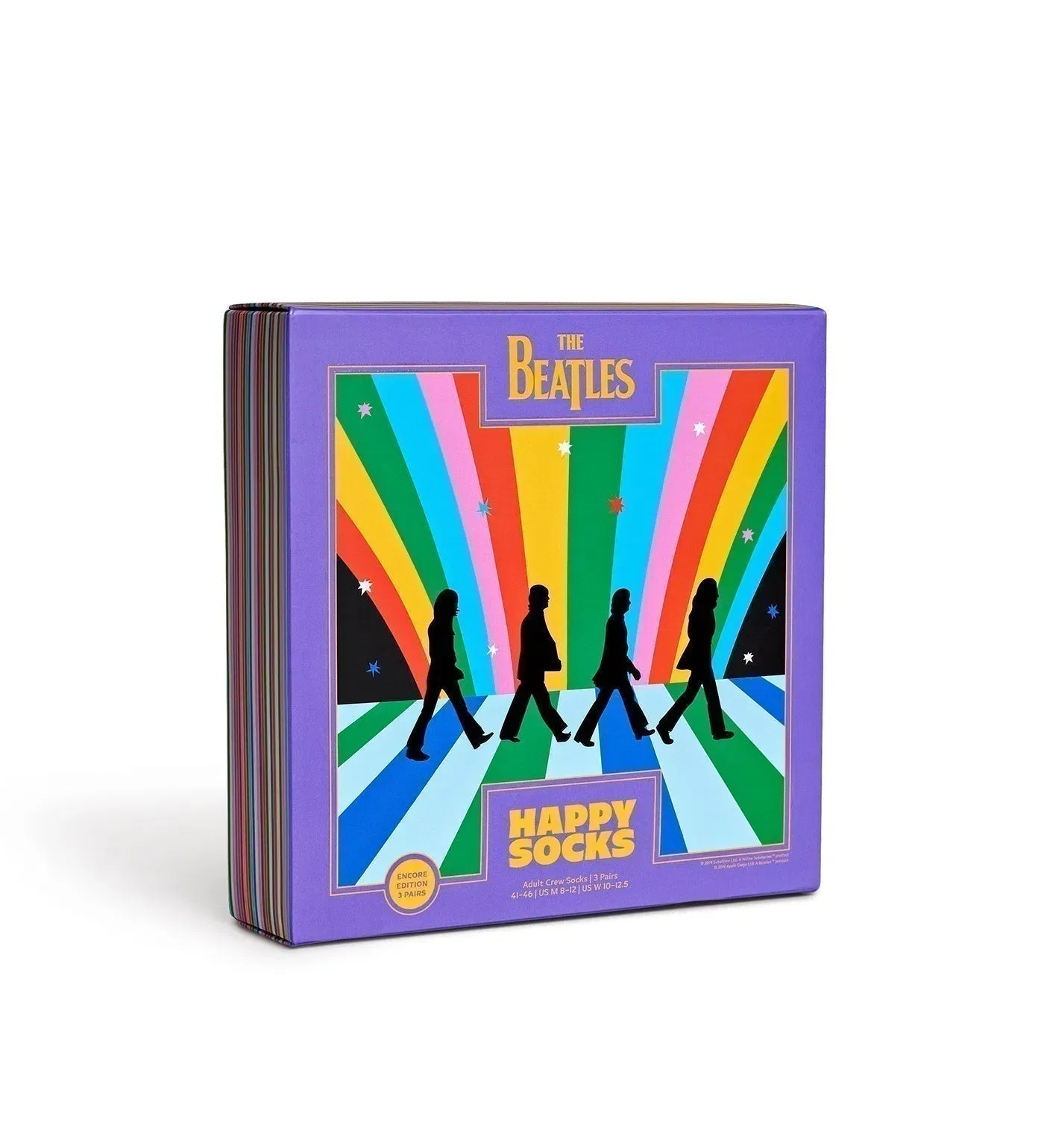 Happy Socks Unisex The Beatles 3-Pack Crew Length Socks Gift Set for Women and Men