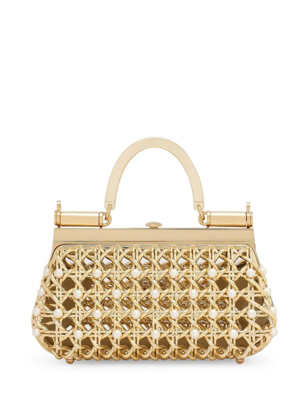 pearl-embellished caged tote bag