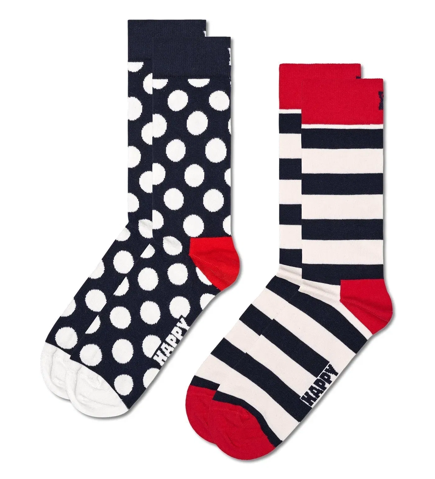 Happy Socks Unisex 2-Pack Classic Big Dot Design Crew Length Socks for Women and Men