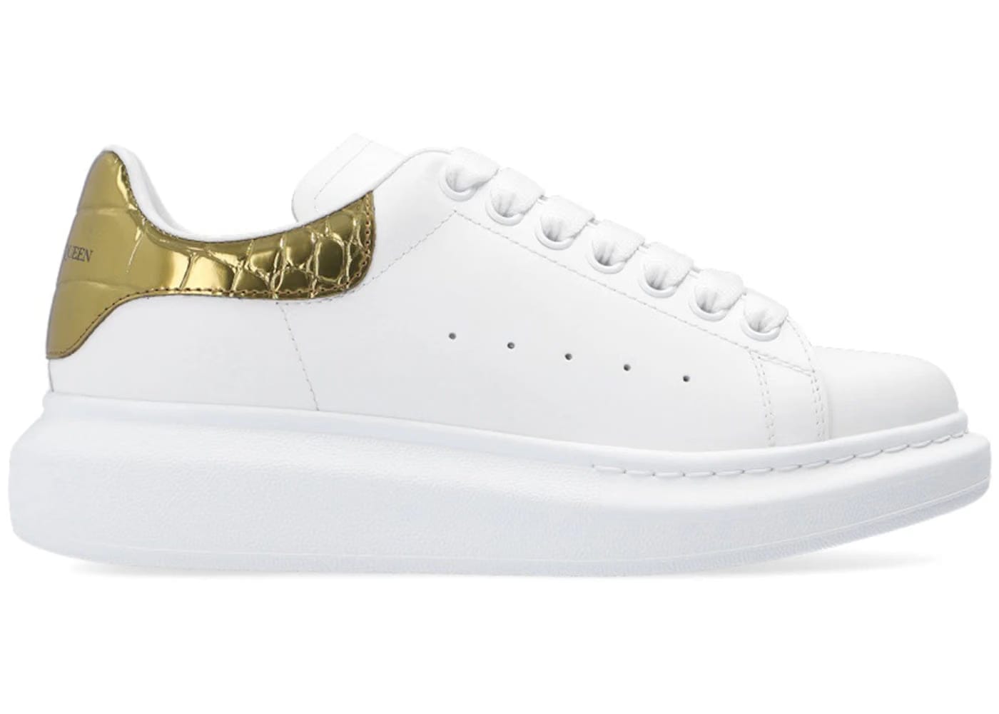 Alexander McQueen Wmns Oversized Sneaker 'Gold Crocodile'
