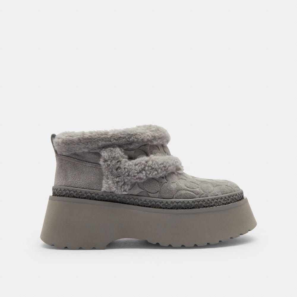 Women's Coach Christina Bootie In Signature Suede Charcoal