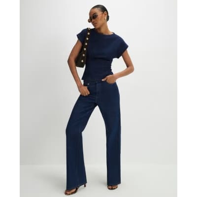 Blue Denim Look Waisted T-Shirt