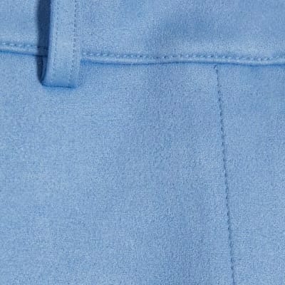 Blue Faux Suede Pocket Shorts