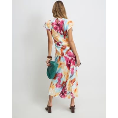 Pink Floral Tie Dye Column Dress