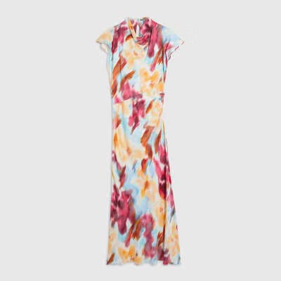 Pink Floral Tie Dye Column Dress