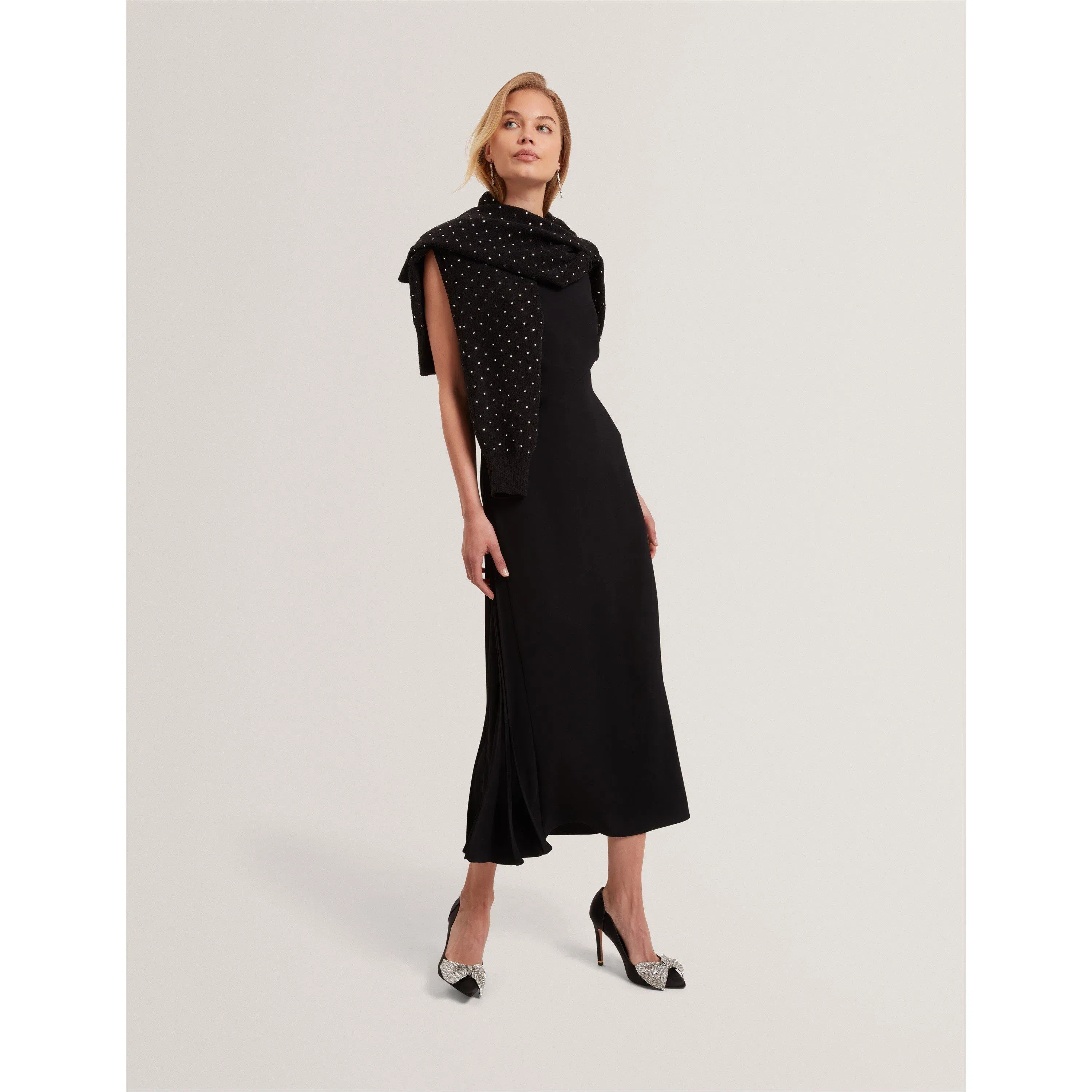 Pleat Midi Tea Dress