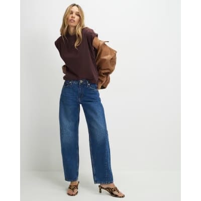 Brown Short Sleeve Pleat Shoulder T-shirt