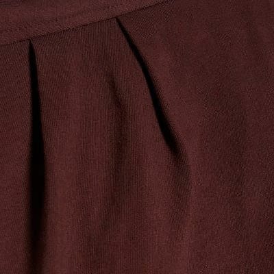 Brown Short Sleeve Pleat Shoulder T-shirt
