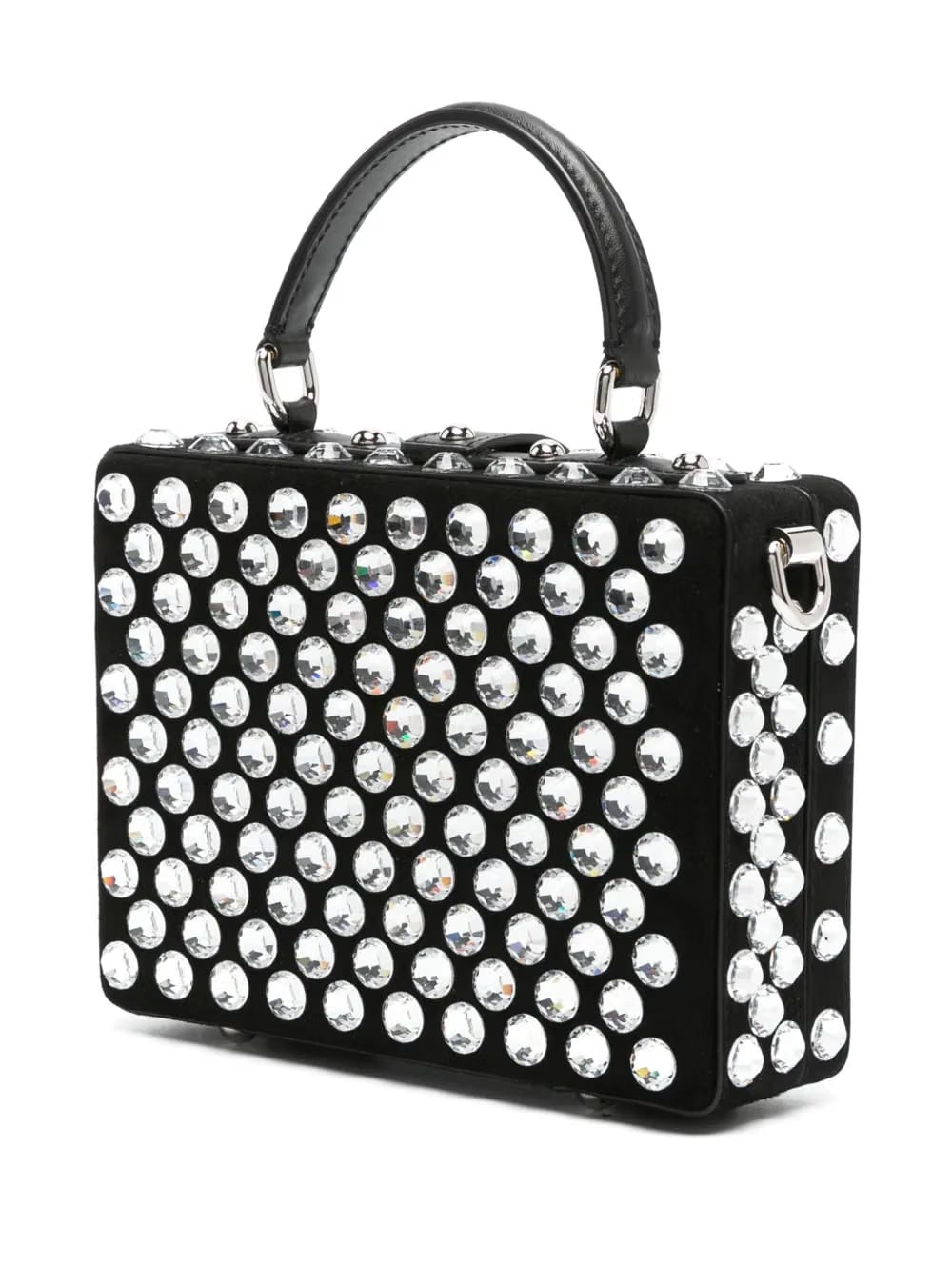 Box crystal-embellished leather bag