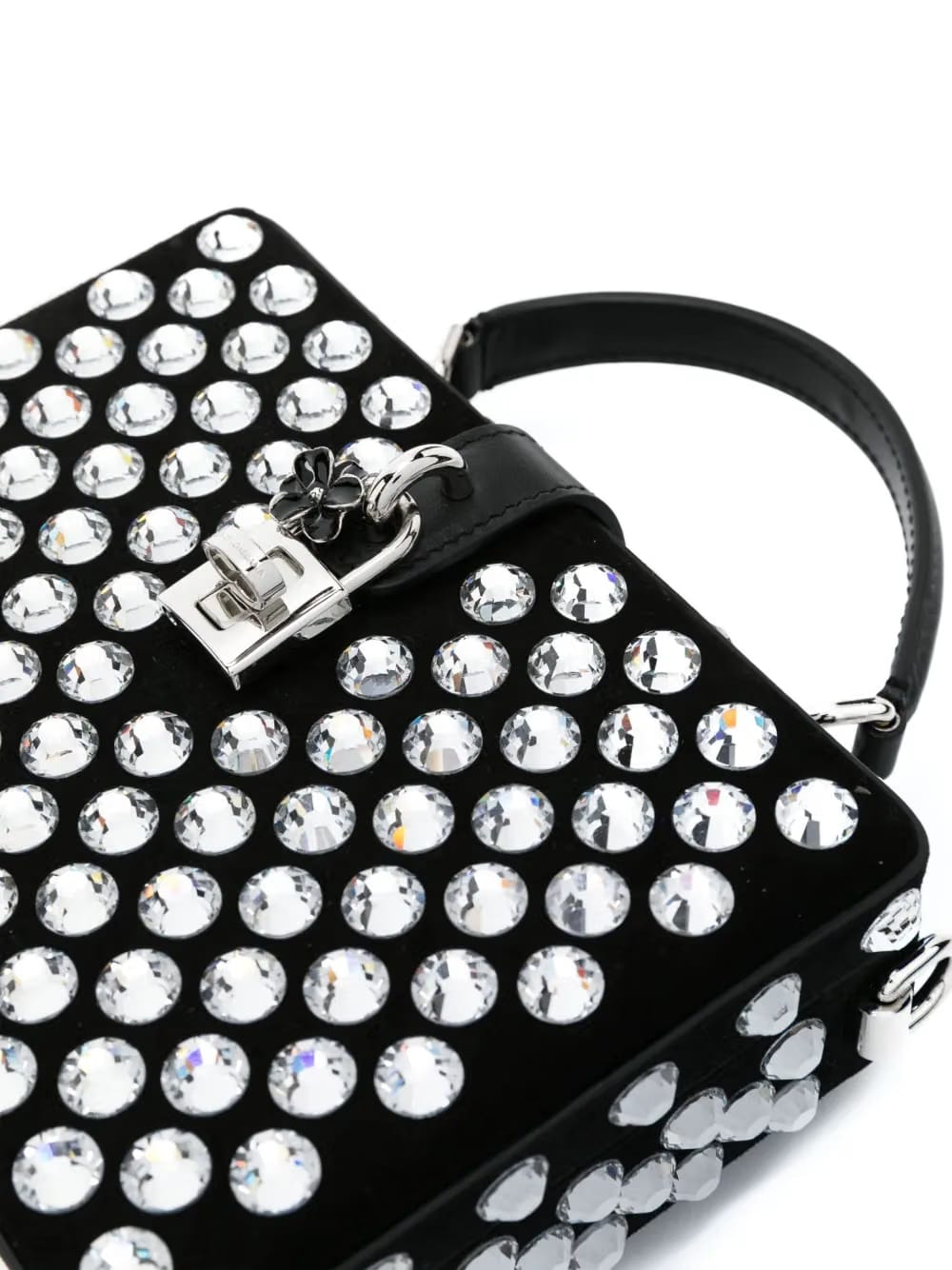 Box crystal-embellished leather bag