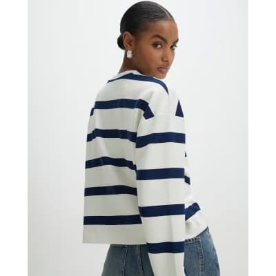 Navy Premium Striped Long Sleeve Top