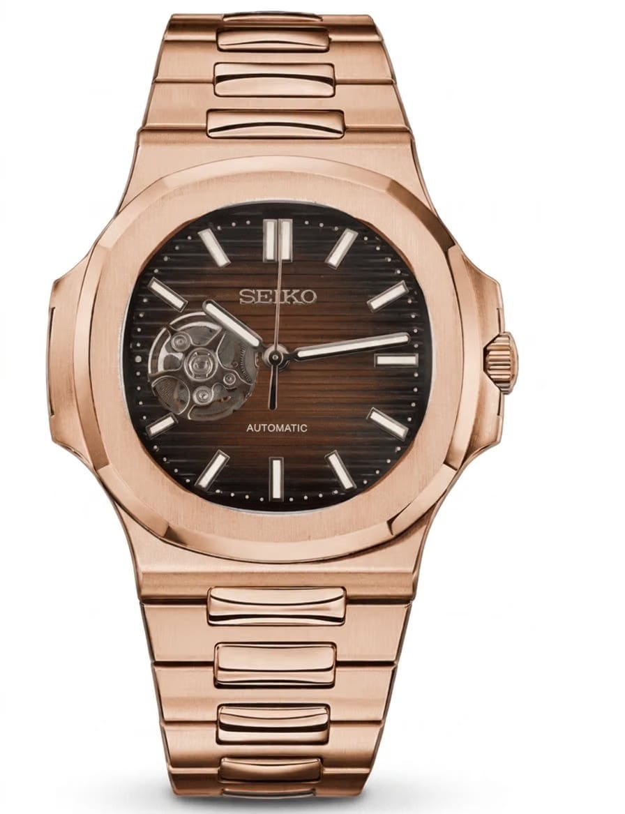 Seiko Mod Nautilus (Open Heart) Chocolate Rose Gold