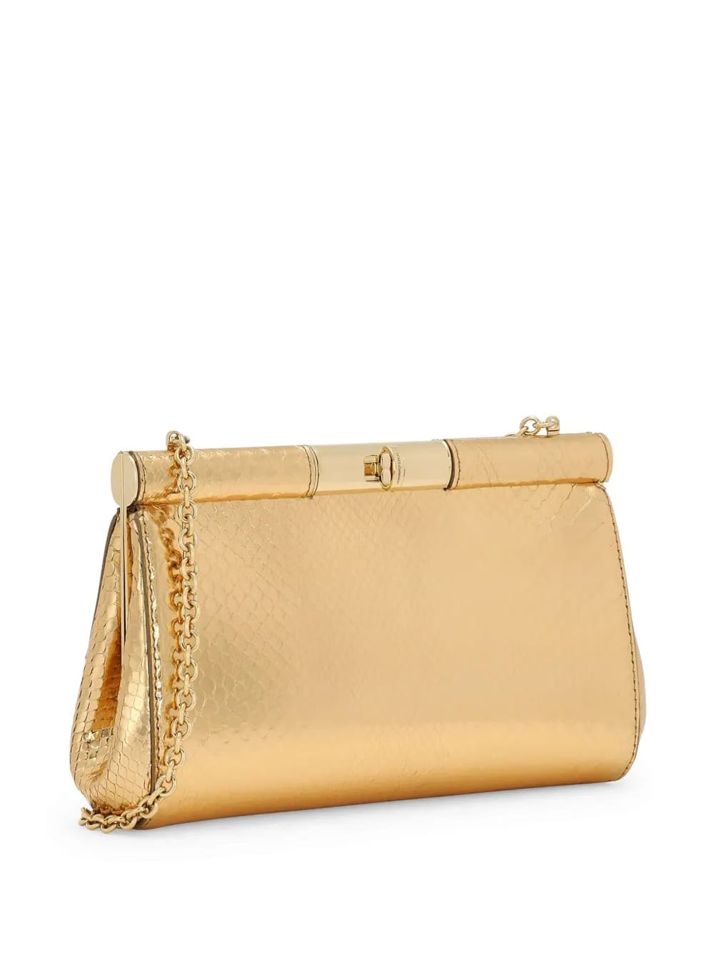 snakeskin-effect clutch bag