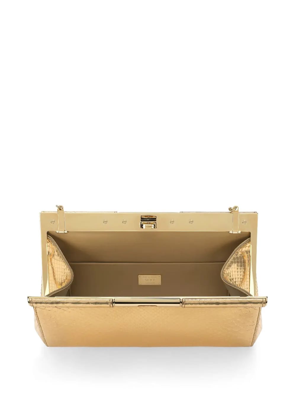 snakeskin-effect clutch bag