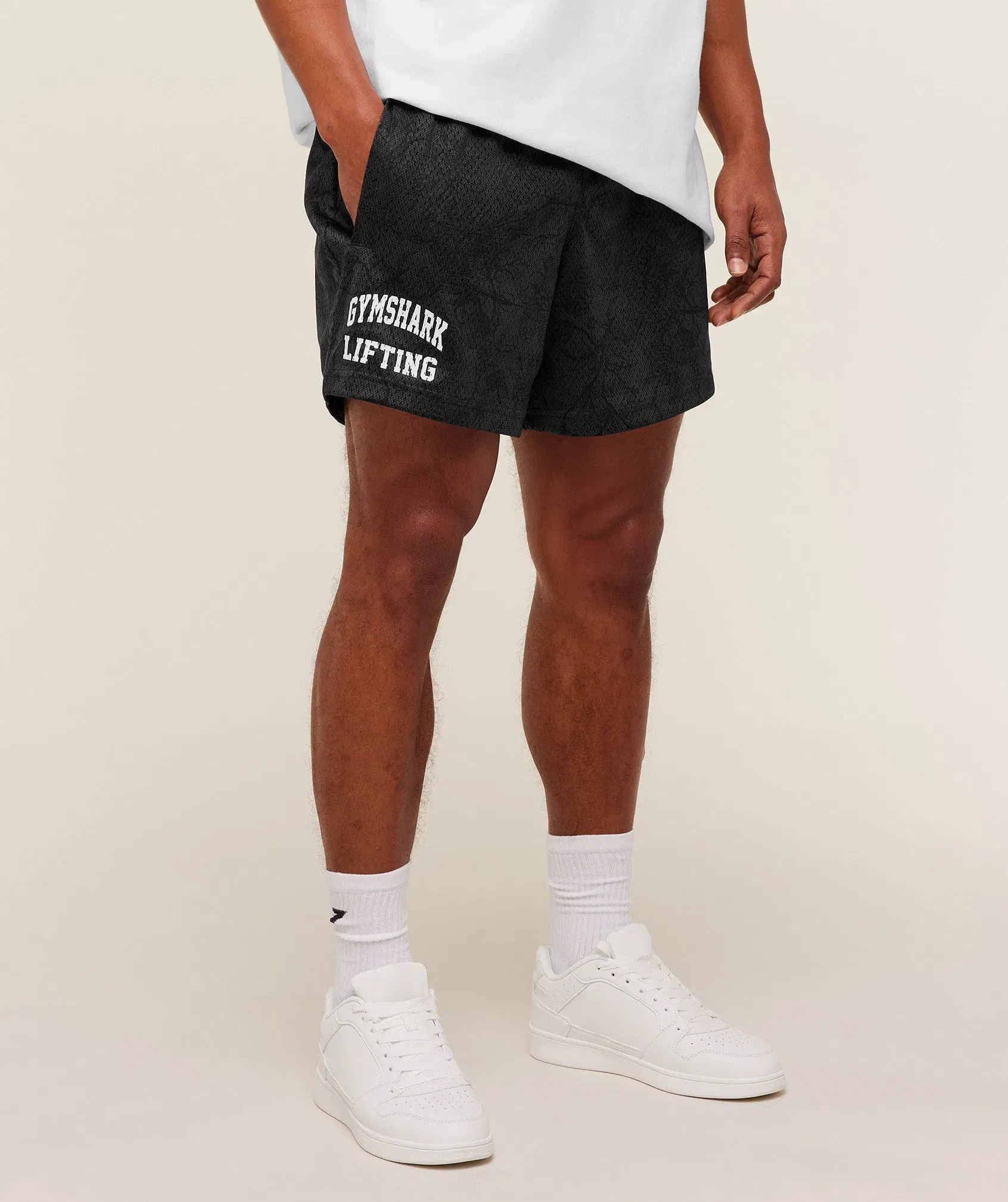 Gymshark Lifting Mesh 5" Shorts - Black/Onyx Grey