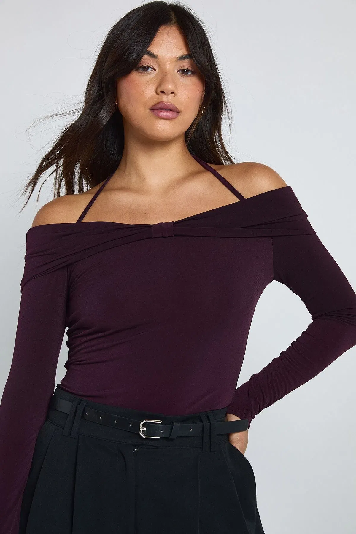Slinky Bow Bardot Detail Top