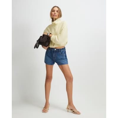 Blue Elasticated A Line Shorts