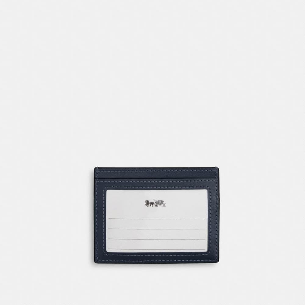 Coach Slim Id Card Case In Regenerative Cotton With Quilting Gold Indigo