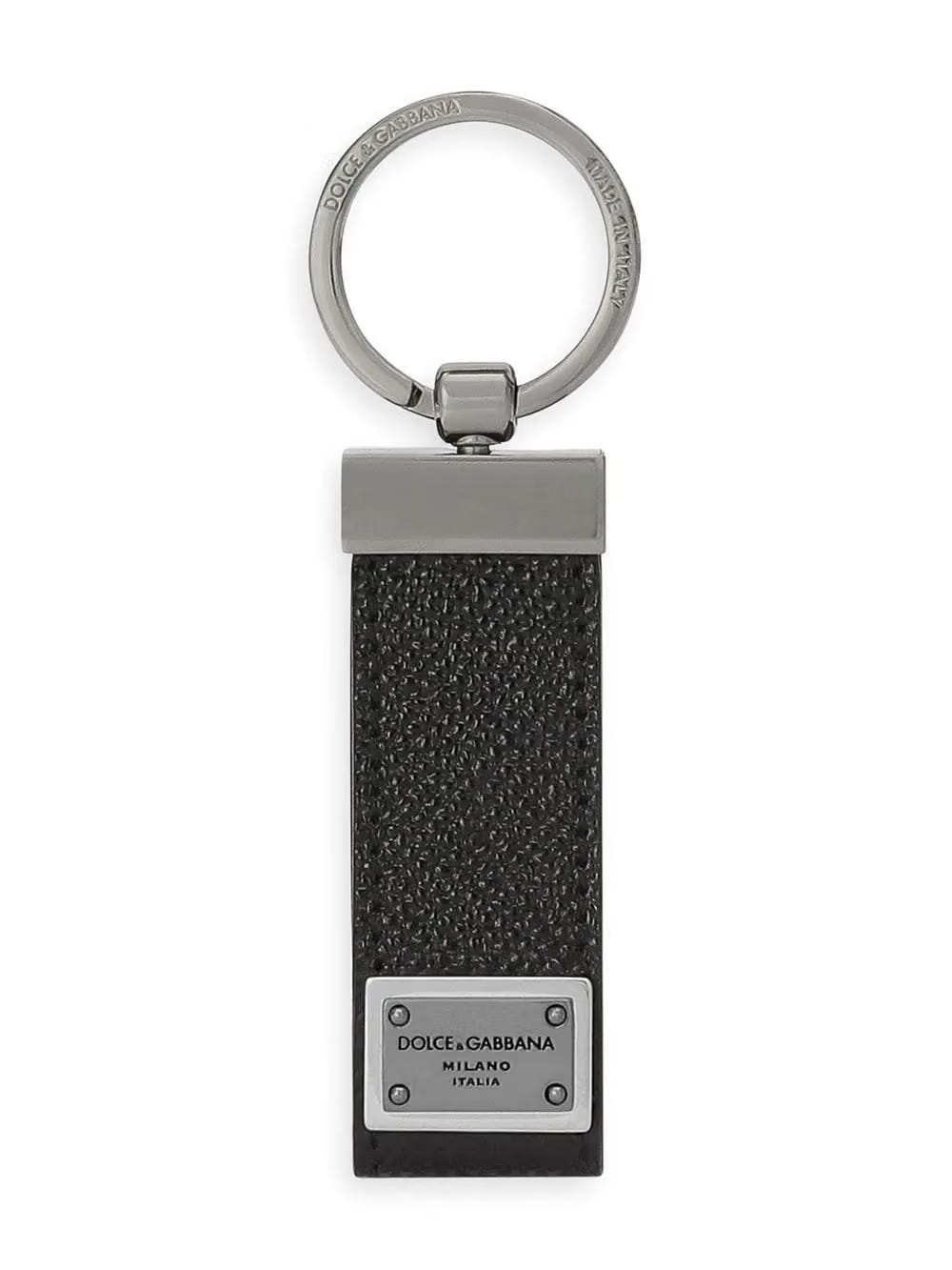 logo-tag leather keyring