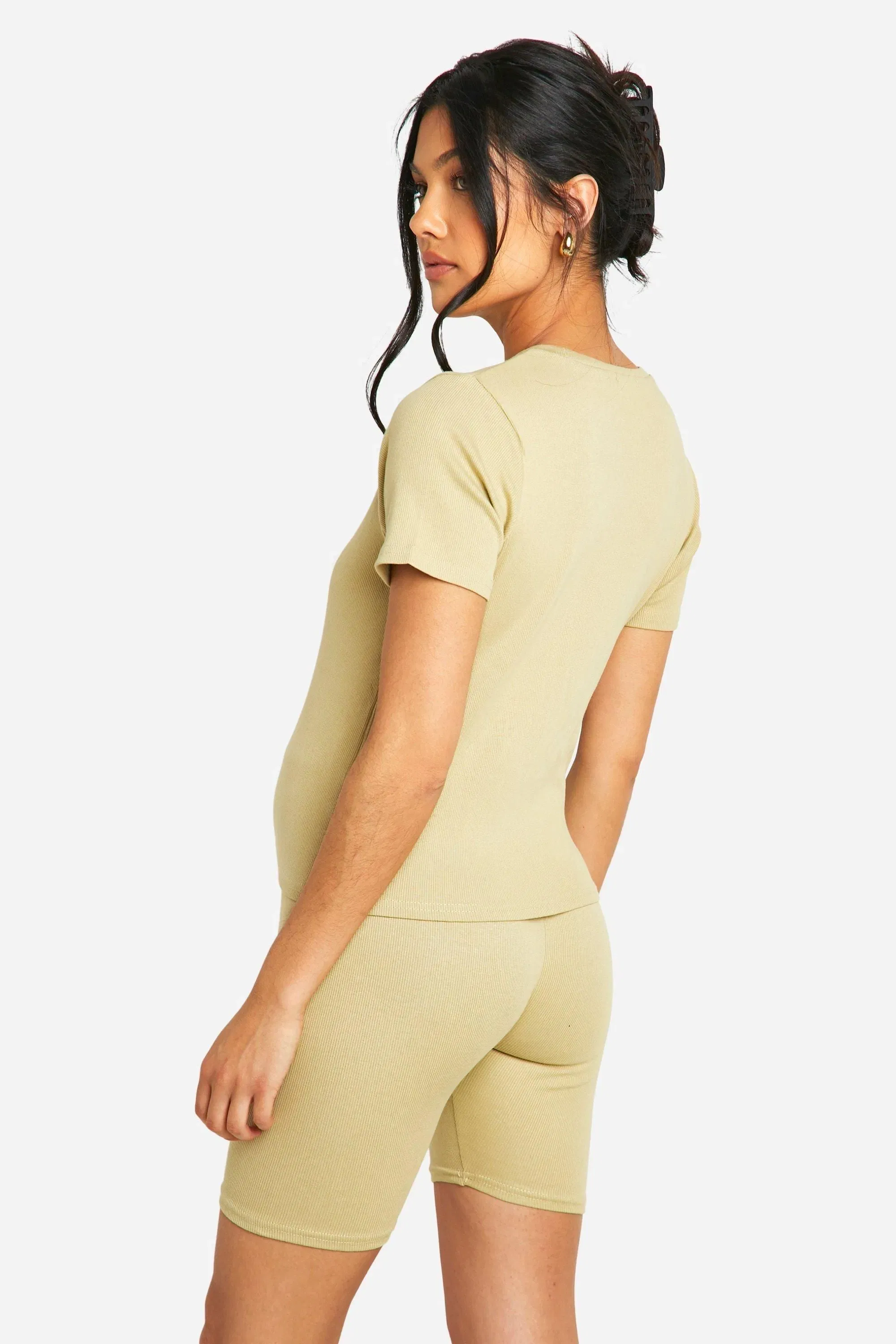 Maternity Ribbed High Waisted Cycling Shorts