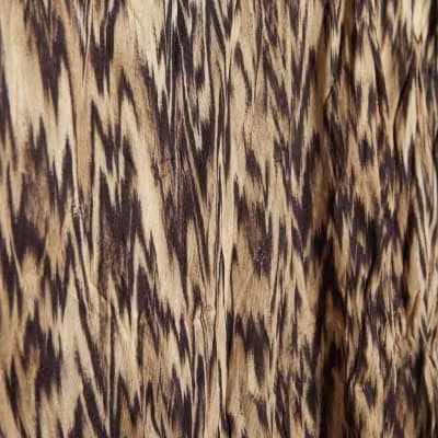 Beige Leopard Print Crinkle Plisse Top