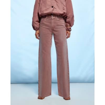 Pink High Waisted Relaxed Straight Jeans