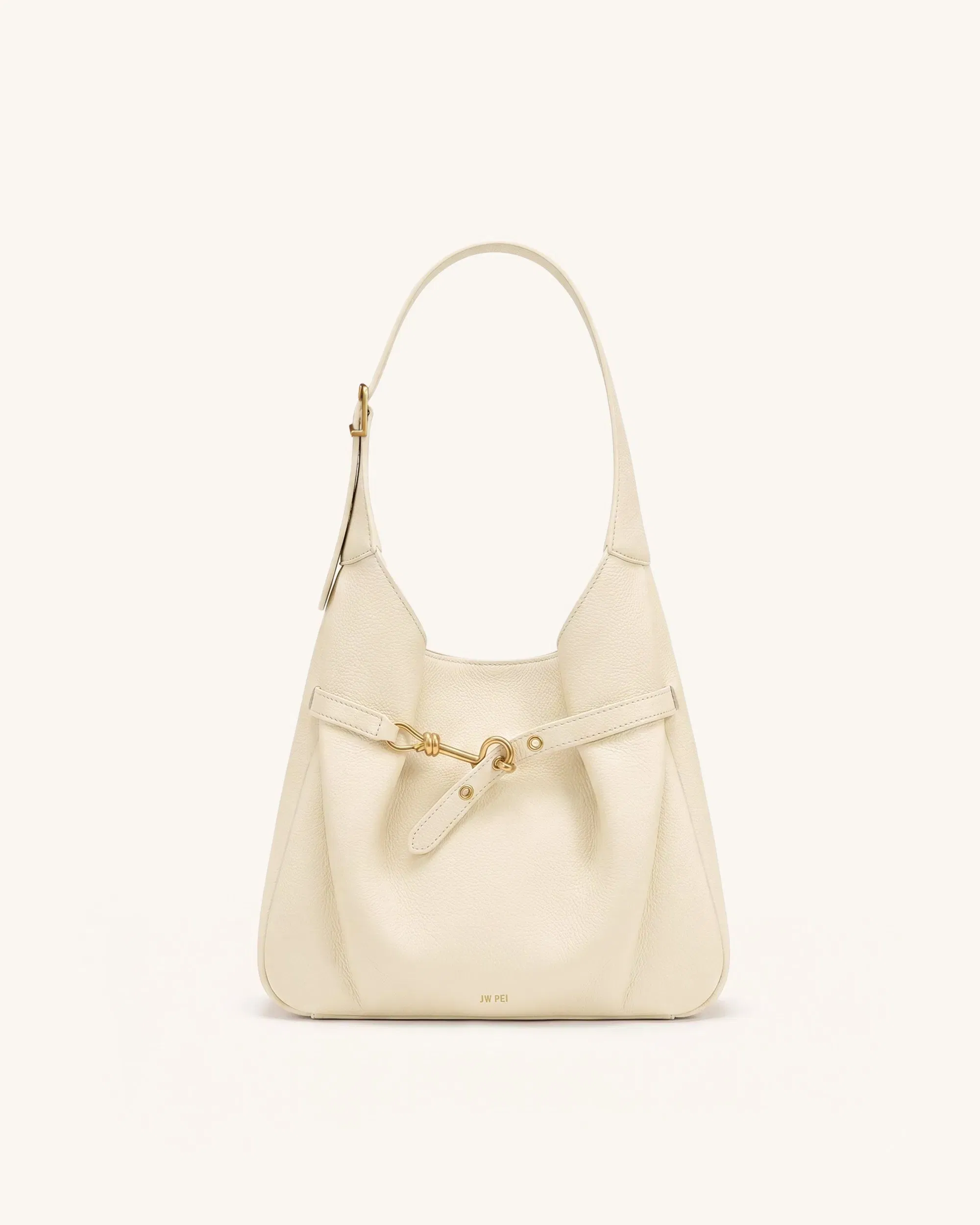 Alina Pebbled Hobo Bag - White