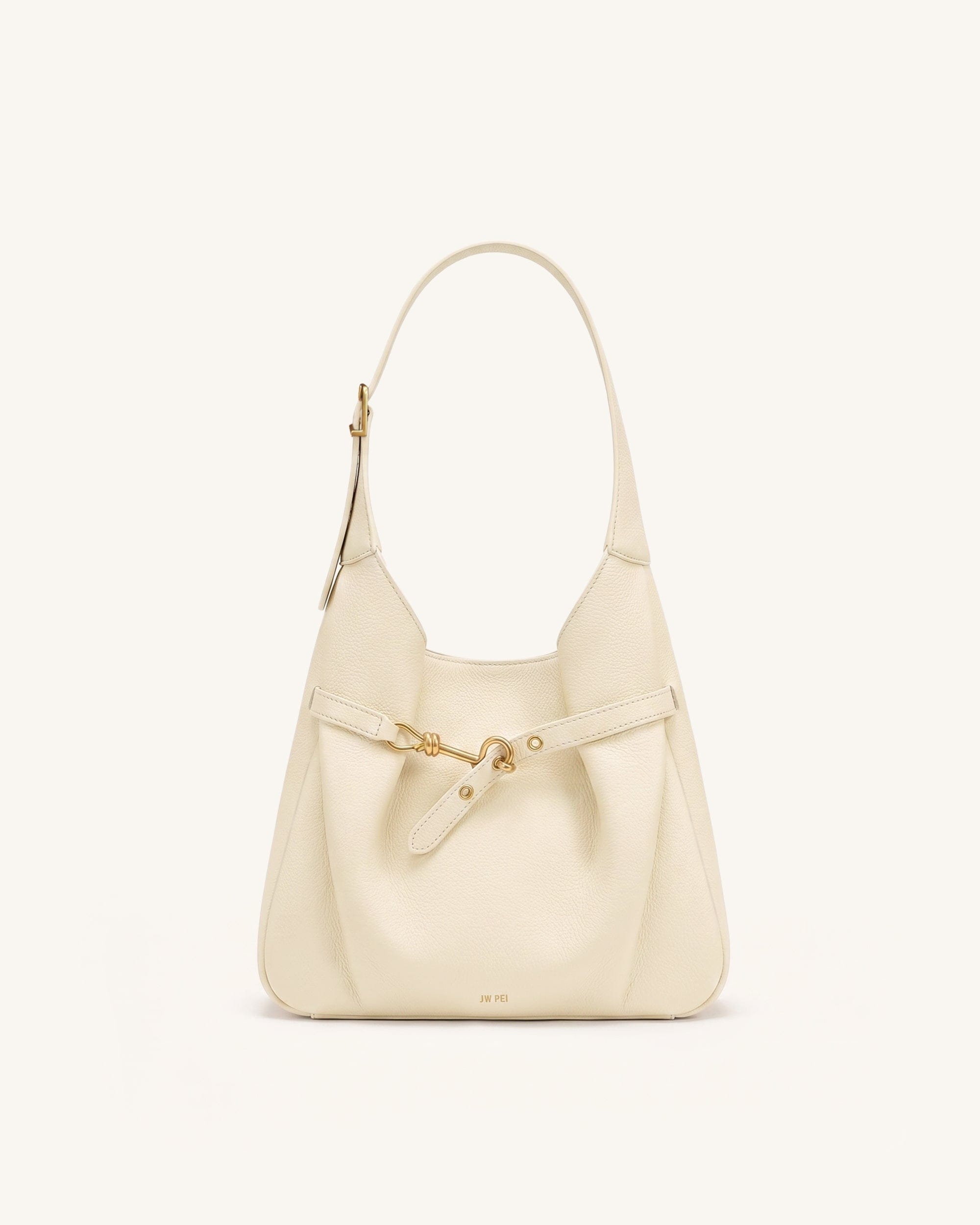 Alina Pebbled Hobo Bag - White