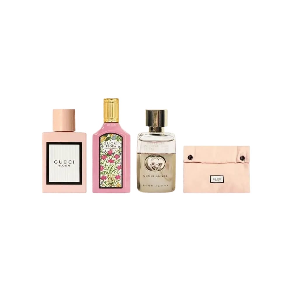 Gucci Eau de Parfum Sample Set (4 Pieces) + Makeup Bag