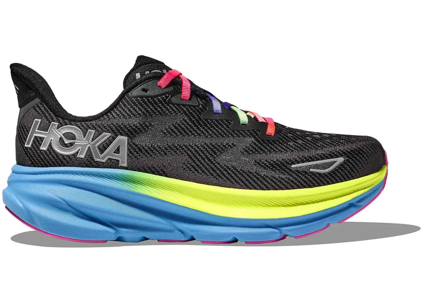 Hoka One One Clifton 9 Black All Aboard Multi-Color Womens