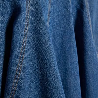 Blue Denim Long Sleeve Seamed Mini Dress