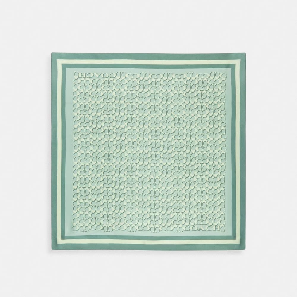 Coach Signature Silk Square Scarf Mint