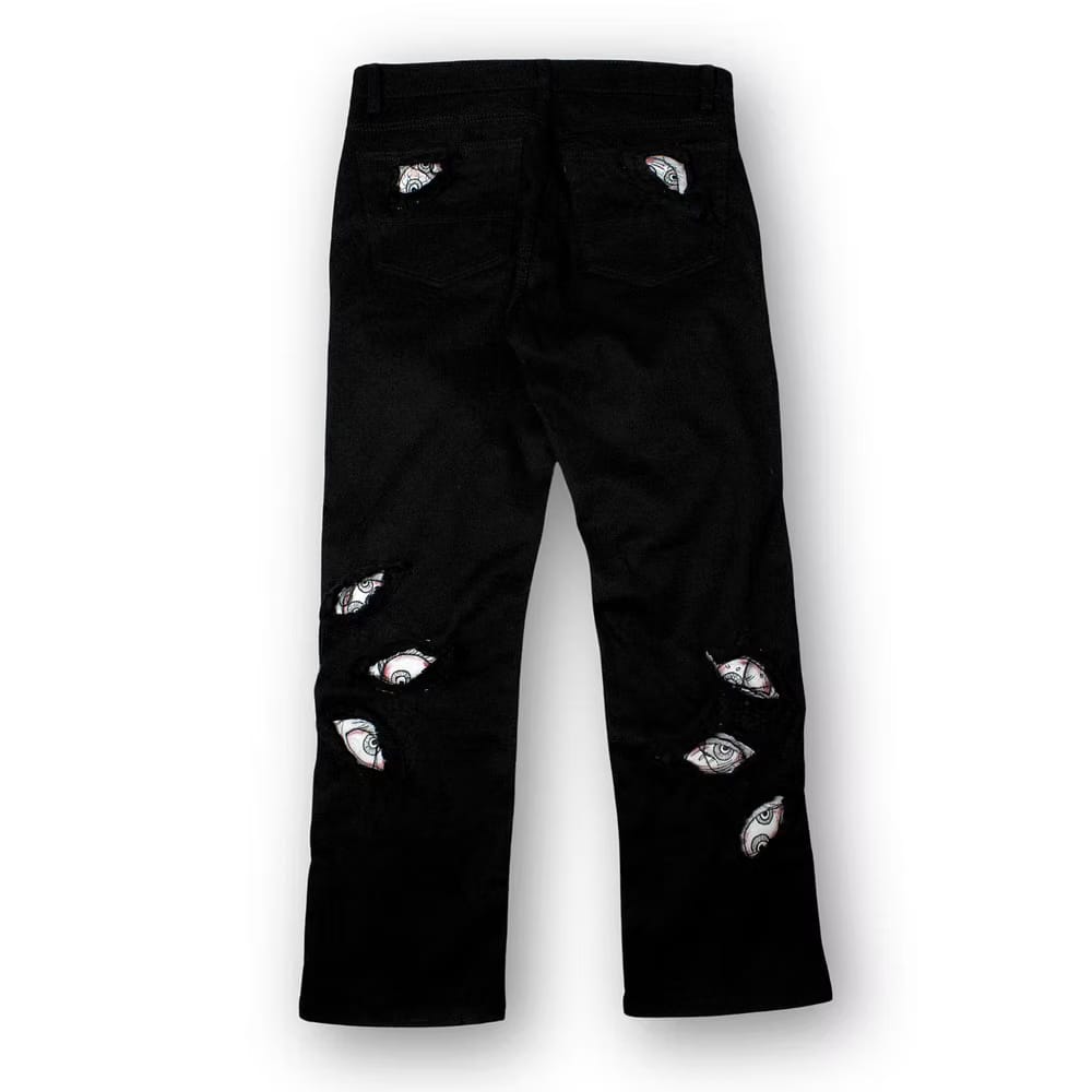 Rising Malice hand painted puff patchworked denim jeans