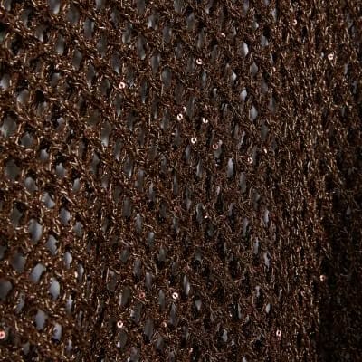 Brown Open Knit Asymmetric Cape