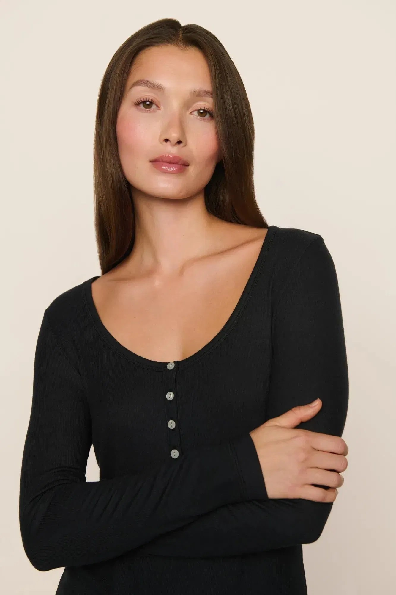 Dream Rib Long Sleeve Henley T-Shirt