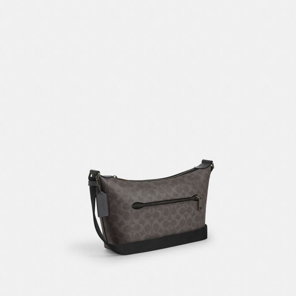 Coach Small Finn Crossbody Bag With Pouch In Signature Canvas Gunmetal Grey Charcoal
