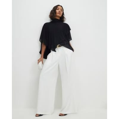 Black High Neck Ruffle Cape