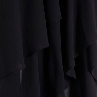 Black High Neck Ruffle Cape