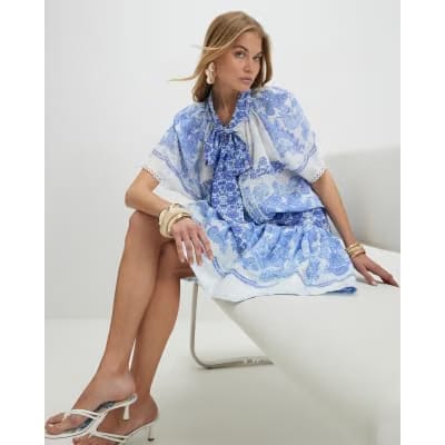 Blue Floral Rara Skirt