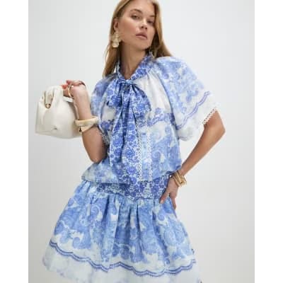 Blue Floral Rara Skirt
