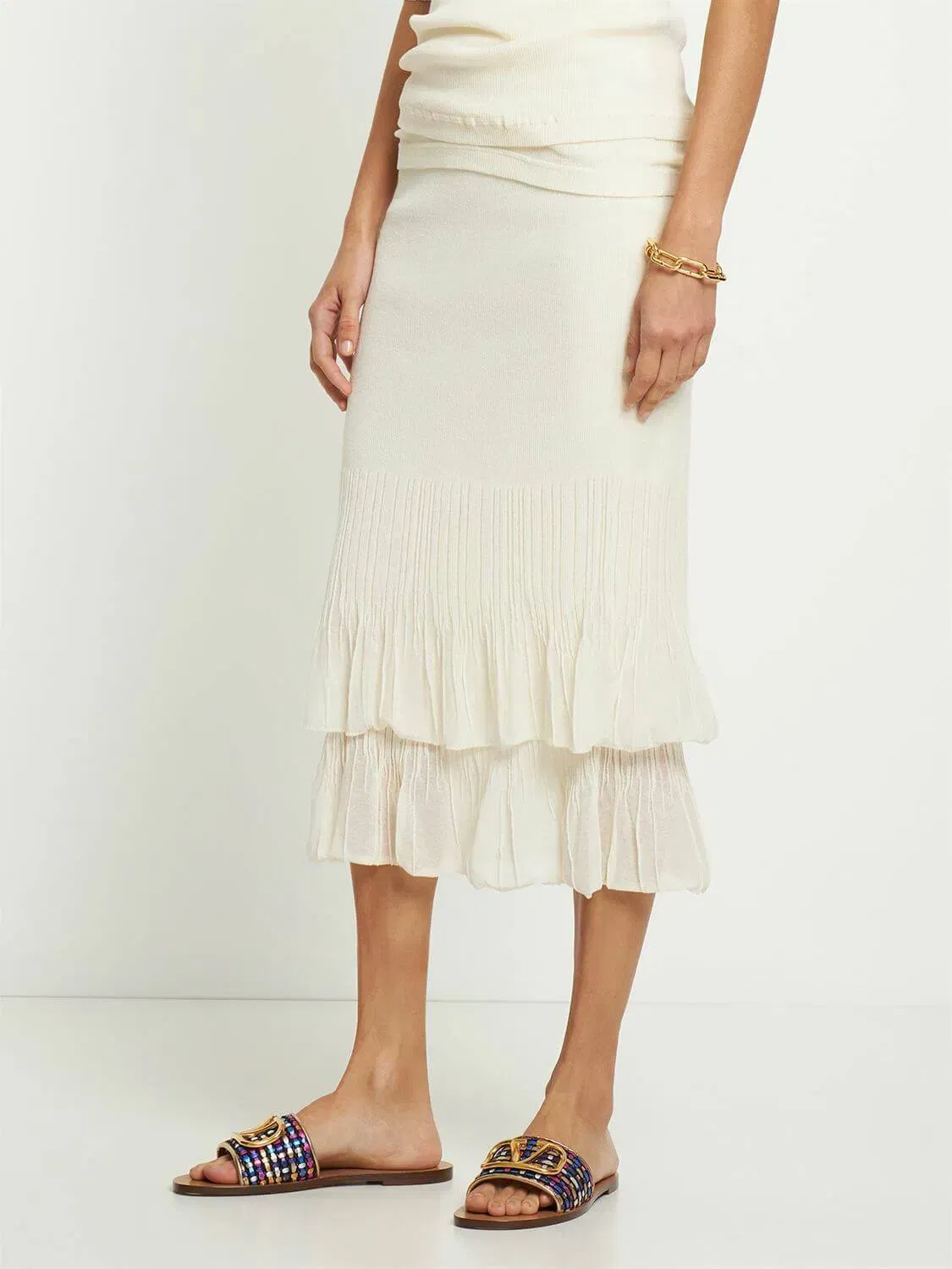 VALENTINO GARAVANI - 5mm Vlogo Cotton Flat Sandals