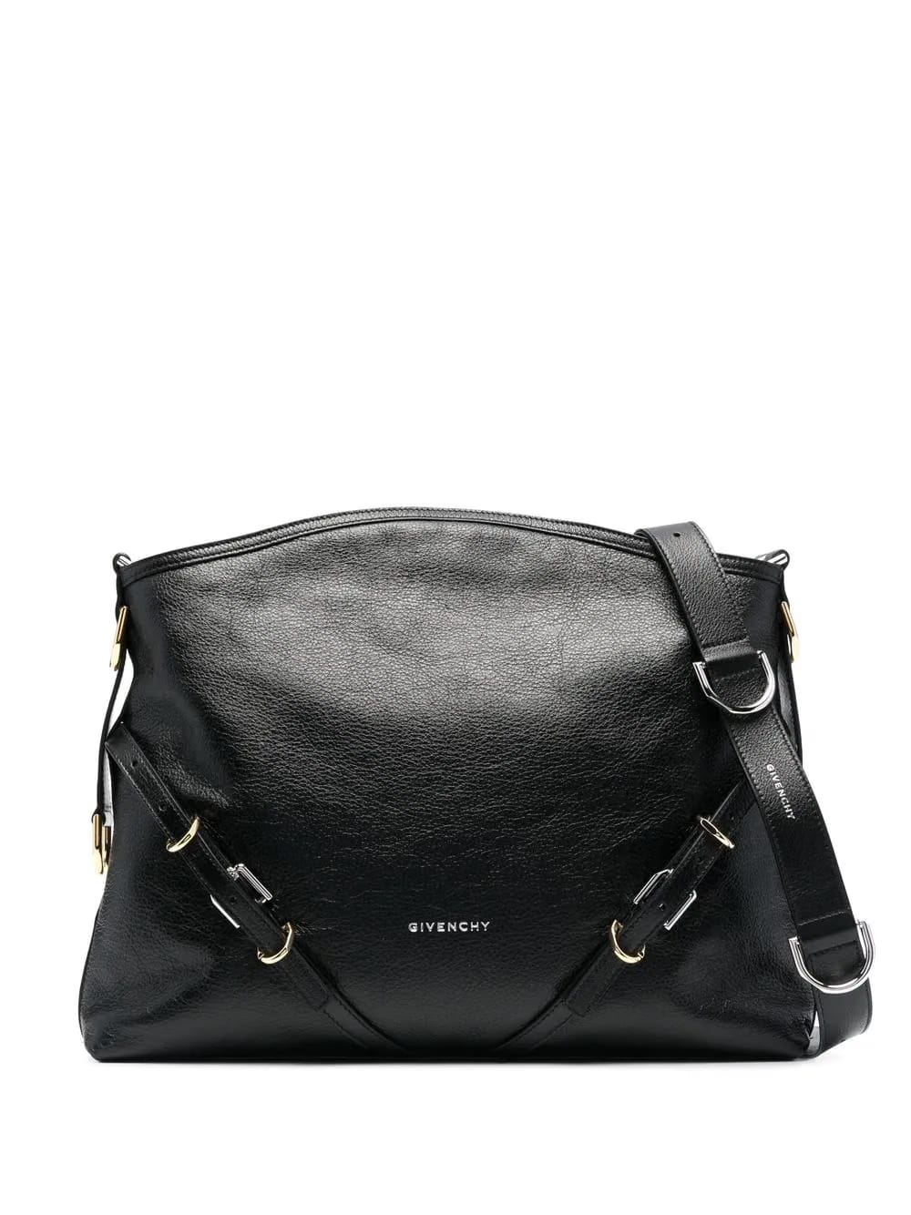 grained-leather shoulder bag