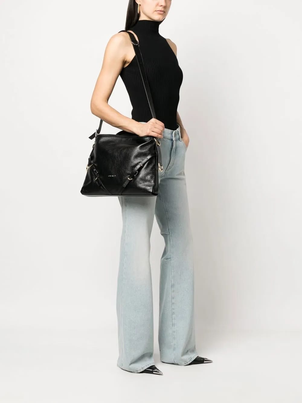 grained-leather shoulder bag